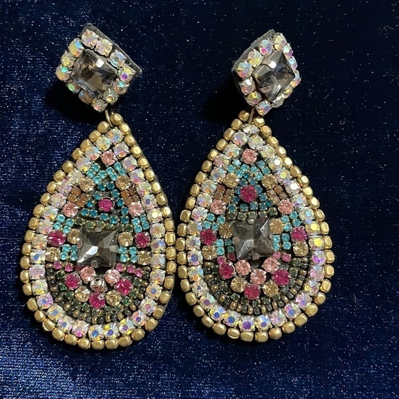 Natasha Earrings Multi Colored Stone Large Tear Drop Earrings Must See 🆕 🩷🩷 - Picture 4 of 13